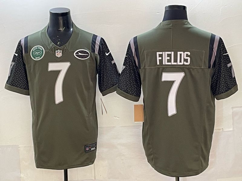 Men 2025 Nike New York Jets #7 Fields green Throwback Limited NFL Jersey style 005
